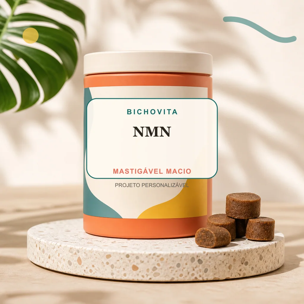 NMN em mastigável macio, conceito de suplemento pet de marca própria Bichovita