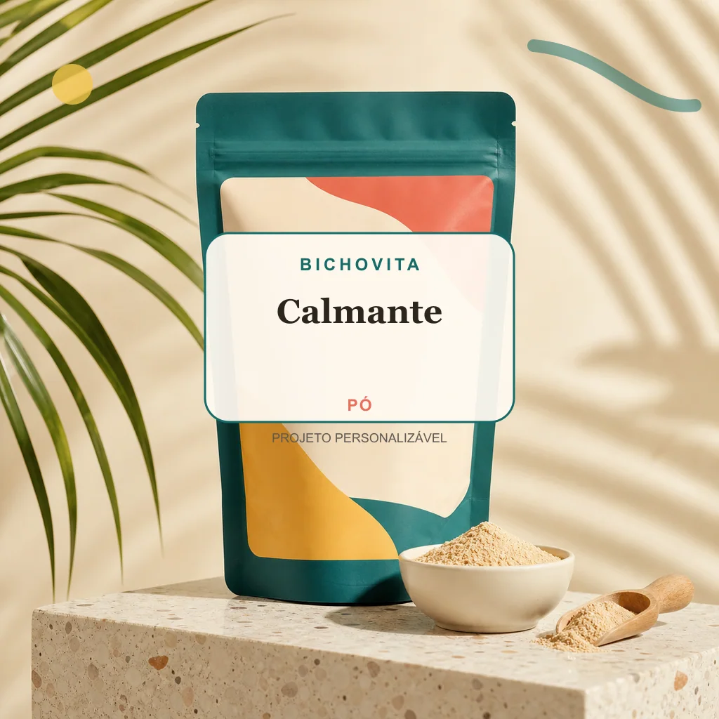 Calmante em pó, conceito de suplemento pet de marca própria Bichovita