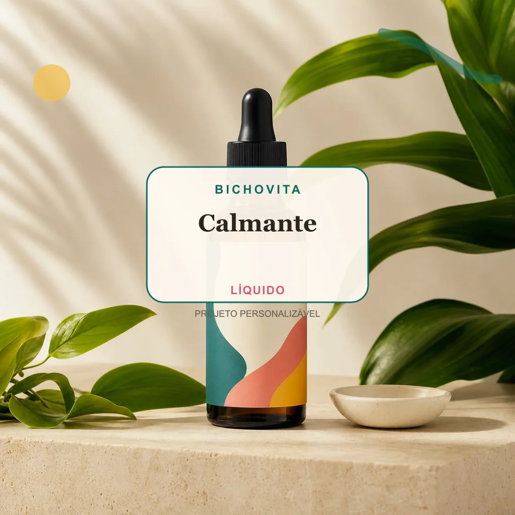 Calmante em líquido, conceito de suplemento pet de marca própria Bichovita