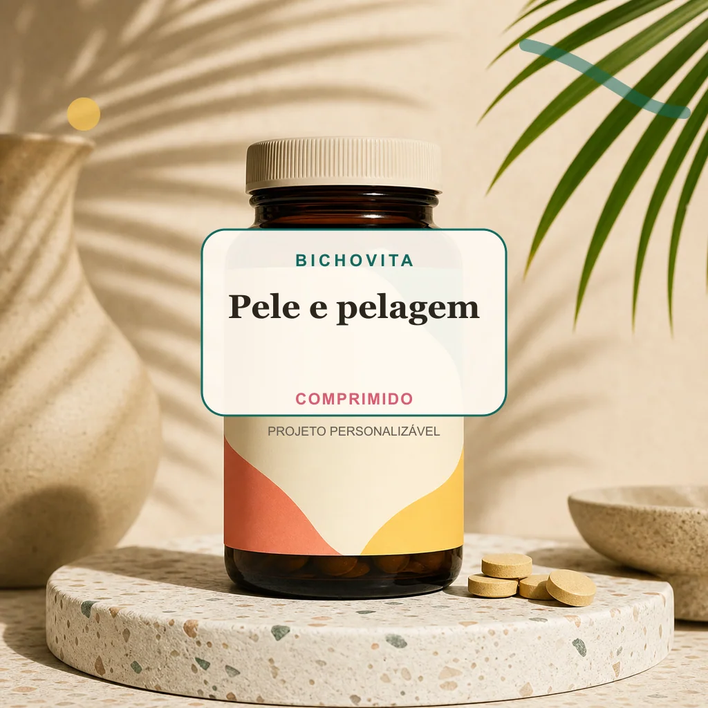 Pele e pelagem em comprimido, conceito de suplemento pet de marca própria Bichovita