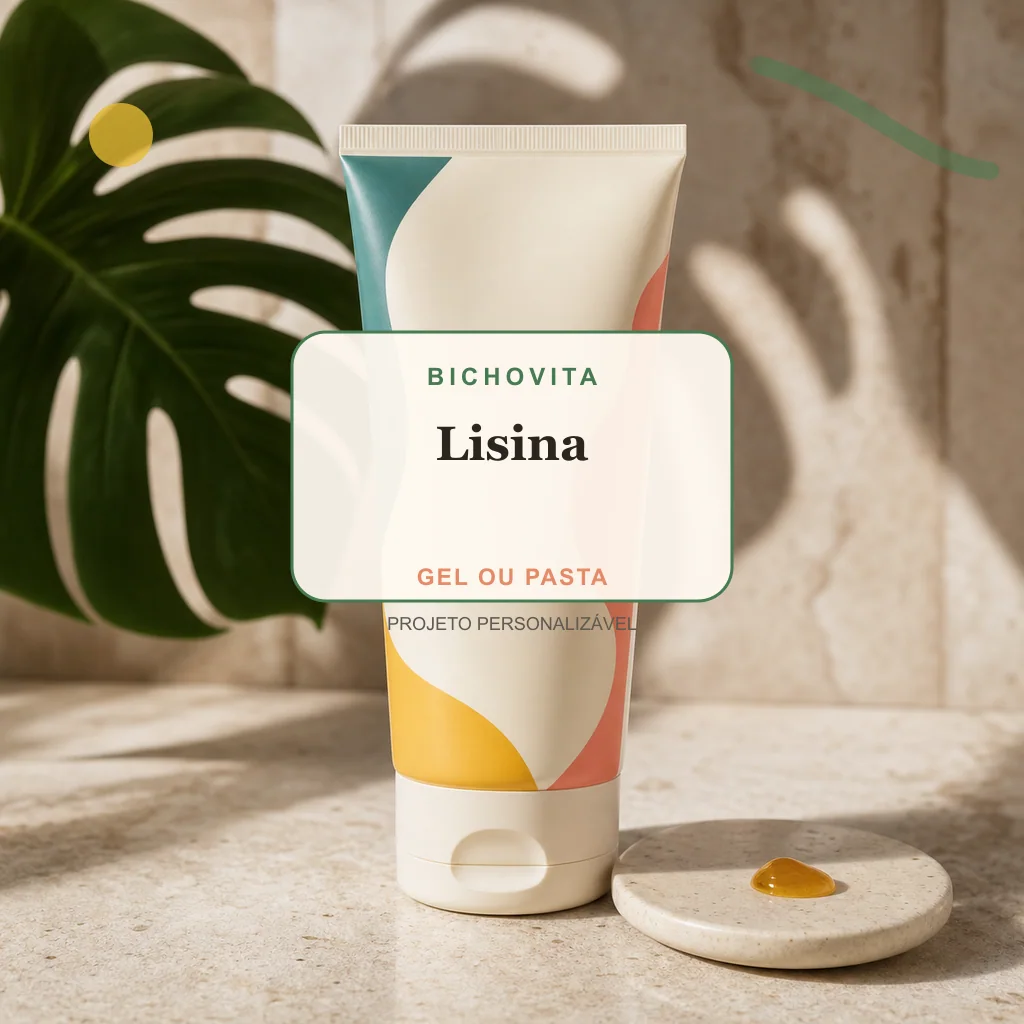 Lisina em gel ou pasta, conceito de suplemento pet de marca própria Bichovita